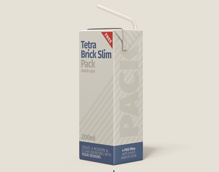 Download free carton tetra pack packaging mockup. Juice Milk Tetra Brik 200 Ml Mockup Psd Template Set Free Download